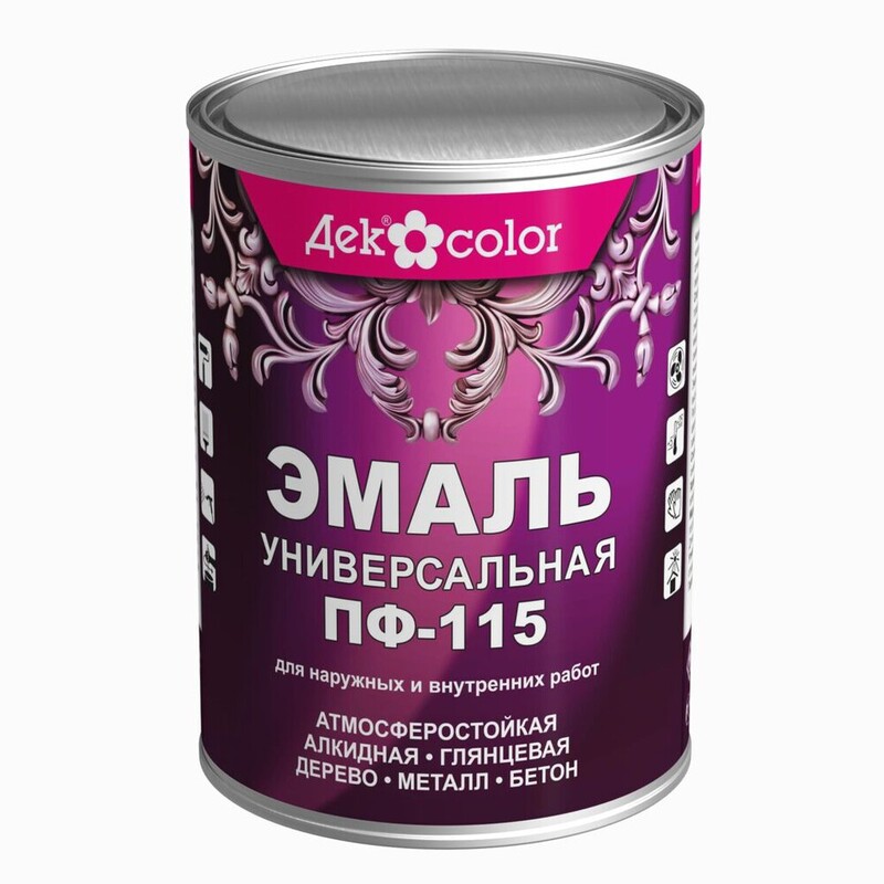 Эмаль ПФ 115 ДЕКсolor черная 0,8кг