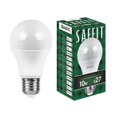 Лампа светодиодная Saffit SBA6010 10W 800Lm 230V E27 A60 Дневной