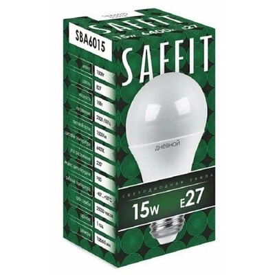 Лампа светодиодная Saffit SBA6015 15W 1500Lm 230V E27 A60 Дневной