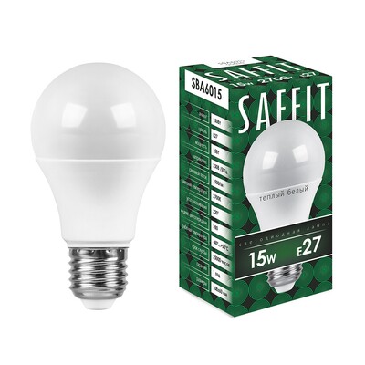 Лампа светодиодная Saffit SBA6015 15W 1500Lm 230V E27 A60 Тёплый