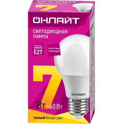 Лампа светодиодная LED OLL-A60 E27 7W Теплый