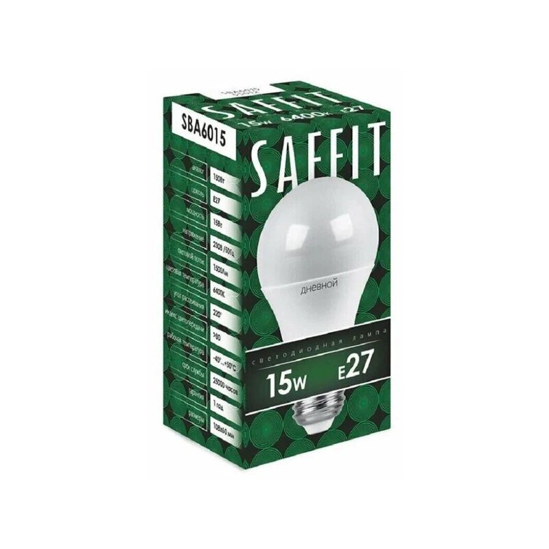 Лампа светодиодная Saffit SBA6015 15W 1500Lm 230V E27 A60 Белый